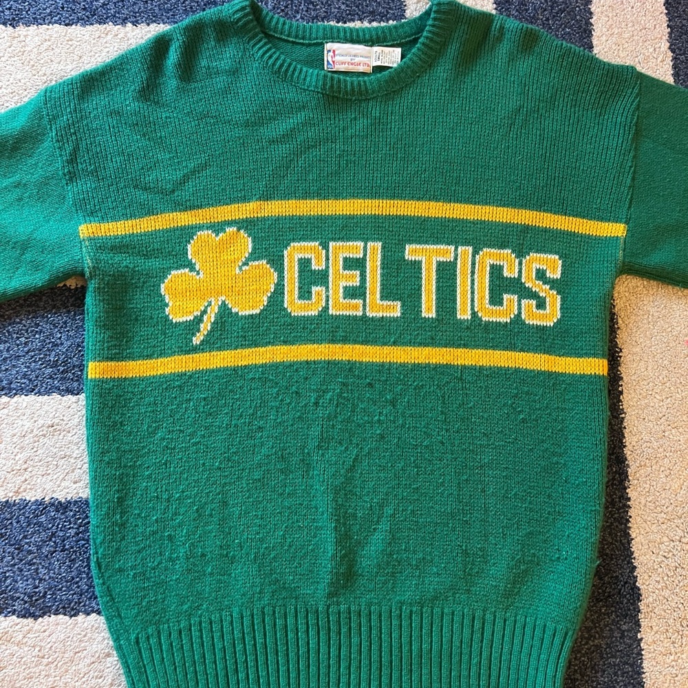 RARE VINTAGE Boston Celtics Cliff Engle Sweater NBA Basketball 1980s 1990s Small